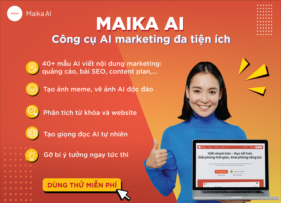 Ví dụ về công thức AIDA áp dụng trong bài viết của sản phẩm Maika AI.
